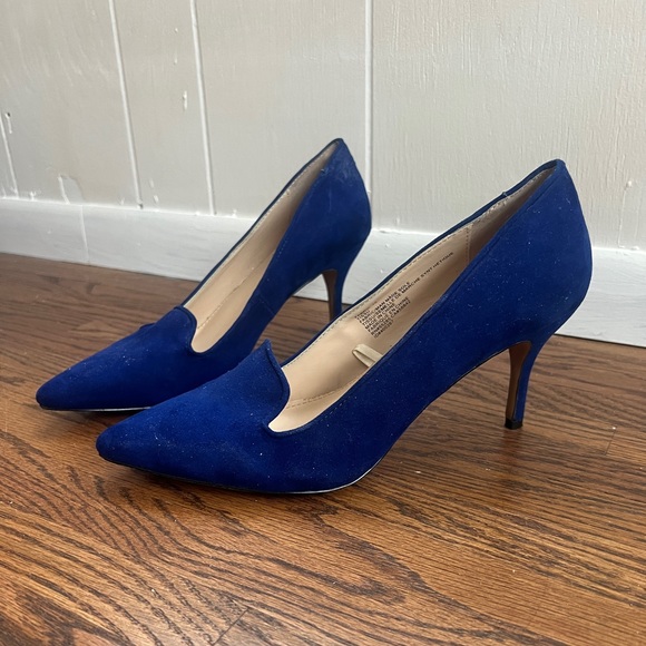 Express Shoes - Blue Suede Heels, Size 10